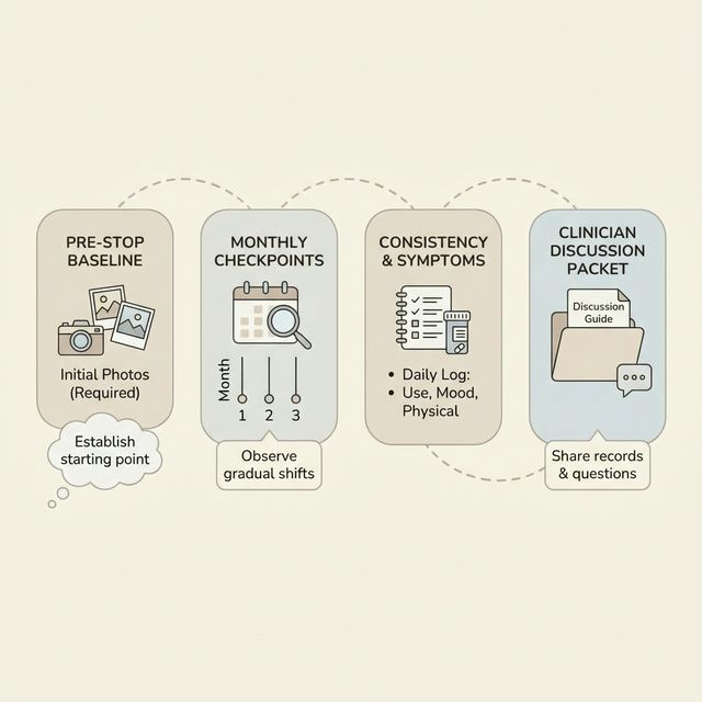 First-12-weeks finasteride side-effect and progress tracking lanes