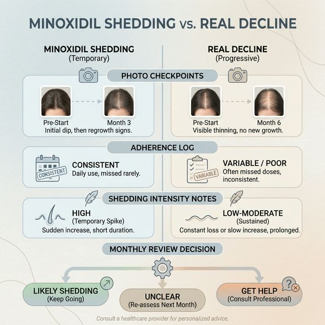 Minoxidil side-effect tracking checklist for shedding and irritation concerns